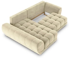 Beżowy rozkładany narożnik z aksamitnym obiciem Windsor &amp; Co Sofas Nuage, lewostronny