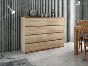 Komoda NUDO - Dąb sonoma / Front Dąb sonoma / Mat / 120 cm / 8 szuflad