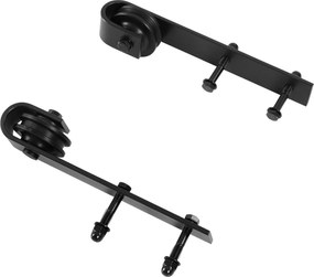 HOMCOM Zestaw szyn przesuwnych do drzwi, max. 100 kg, Metal, Czarny, 200 cm