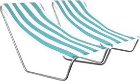 Zestaw 2 składanych leżaków plażowych SAND, turkusowe paski