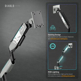 Uchwyt na monitor 49 cali, szaro-czarny LED RGB X-ARM