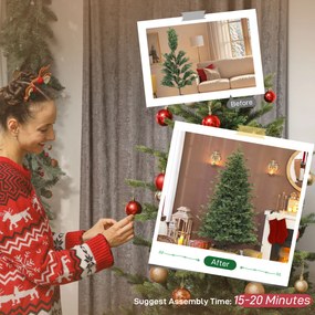 HOMCOM Sztuczna choinka z realistycznymi gałęziami, jodła, metalowy stojak, łatwy montaż, zielona | Aosom PL