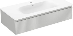 Mexen Rivel szafka łazienkowa 100 cm z umywalką Vela, 1 szuflada, ryflowana , szara mat/biała mat - 91A20-10023-1-BF62-W23M01