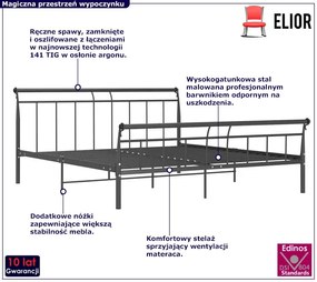 Czarne metalowe łóżko małżeńskie 200x200 cm - Keri