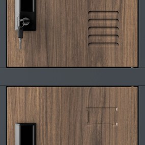 Skrytkowa szafa socjalna KAROL, 900 x 1850 x 400 mm, Eco Design: antracytowa/orzech