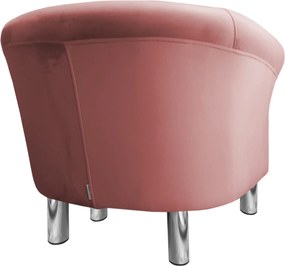 Fotel Milo tkanina Welur wygodny fotel tapicerowany do salonu i sypialni : Kolor nogi - Chrom, Kolor tkaniny - VELVET - MG58, Wysokość nogi - 15 cm