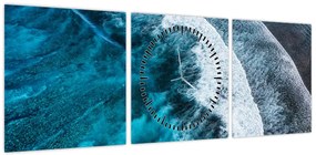 Obraz - Fale na morzu (z zegarem) (90x30 cm)