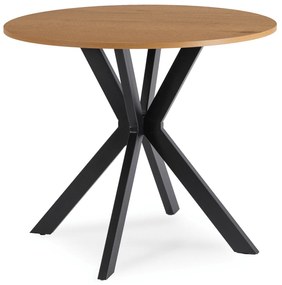 Stół Okrągły LAUREN 90 cm Dąb Złoty/Czarny Loft Nowoczesny