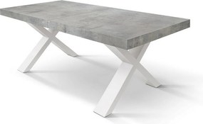 Stół drewniany cementowo-szary, białe nogi, wym.160x90-240x90cm - AMALFI