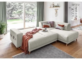Beżowy rozkładany/ze schowkiem narożnik (prawostronny/w kształcie litery L) Classy Sophie – Miuform