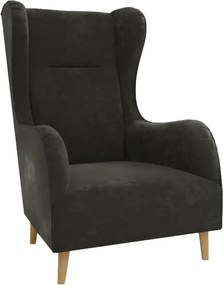 Ciemnoszary aksamitny fotel typu uszak Carole – Ropez
