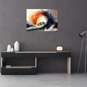 Obraz na szkle - W wirze powodzi, akwarela (70x50 cm)