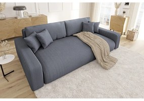 Ciemnoszara sztruksowa rozkładana sofa ze schowkiem 234 cm Sara – Ropez