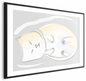 Plakat Śpiący kotek 30x21 cm z ramą czarną z marginesem ARTGEIST B