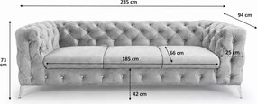 Sofa 3 osobowa Moet głęboko pikowana elegancka do salonu na nóżkach