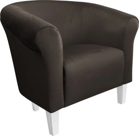 Fotel Milo tkanina Welur wygodny fotel tapicerowany do salonu i sypialni : Kolor nogi - Biała, Kolor tkaniny - VELVET - MG05, Wysokość nogi - 15 cm