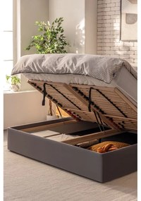 Szare tapicerowane łóżko dwuosobowe ze schowkiem z materacem i stelażem 160x200 cm Thessa Bold – Bonami Selection