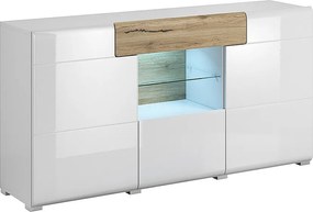Komoda TOLEDO 160 3D1S biała połysk/dąb san remo