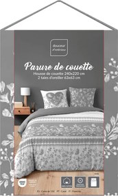 Biała/szara bawełniana pościel dwuosobowa 3-częściowa 240x220 cm Annie – douceur d'intérieur