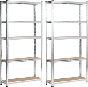 2x REGAŁ METALOWY 90x30x180 SREBRNY