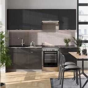 Aneks kuchenny czarny w paski/antracyt 240x46x81.6 fame-line
