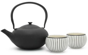 Biały/czarny porcelanowy/żeliwny serwis do herbaty Shanxi – Bredemeijer