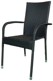 Krzesło ogrodowe Autronic, metal, polirattan,czarne, A ZC-S2113 BK