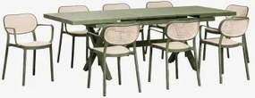 Zestaw Stół Prostokątny Rozkładany 180-240x90 Cm Aluminium Karena I 8 Krzeseł Ogrodowych Sztaplowanych - Sklum