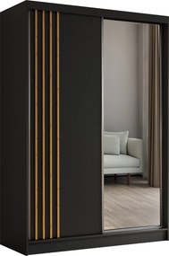 Szafa NELVIA - Czarny / Lamele Dąb artisan / Bez szuflad / 150 cm