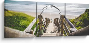 Obraz - Wejście na plażę (z zegarem) (90x30 cm)