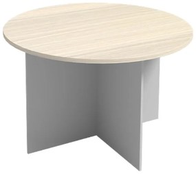 Stół konferencyjny z okrągłym blatem PRIMO GRAY, średnica 120 cm, szary/brzoza