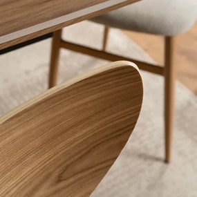 Zestaw Stół Rozkładany Ceramiczny LIZBONA 160-200 cm Dąb i 4 Krzesła BRAGA Kremowe/Dąb