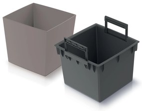 Donica ogrodowa z wkładem Urbi Square Low 29,5 x 29,5 x 29 cm mocca PROSPERPLAST