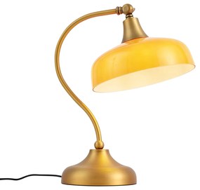 Klasyczna lampa stołowa z brązu z pomarańczowym szkłem opalowym - Clerk klasyczny/Antyczny Oswietlenie wewnetrzne