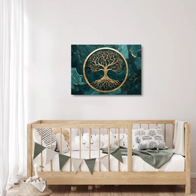 Obraz na szkle – Złote drzewo życia w marmurze (70x50 cm)