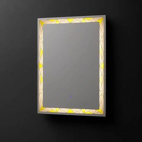 Lustro ścienne prostokątne "Mosaic" touch LED z satynowymi i kolorowymi wstawkami cm 60x80h