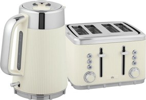 HOMCOM 2200 W, 1,7 l czajnik z funkcją szybkiego gotowania, filtrem przeciwkamiennym i 4-kromkowym tosterem z 7 stopniami zarumienienia, kremowo-biały | Aosom PL