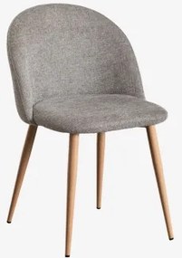 Krzesło Jadalniane Tapicerowane I Stalowe Kana Natural Wood & Tkaniny Piaskowy Brąz & Tkanin - Sklum