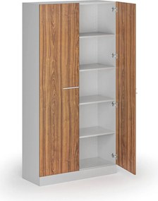 Metalowa szafa z drewnianymi drzwiami, demontowana, 1950 x 1000 x 400 mm, orzech