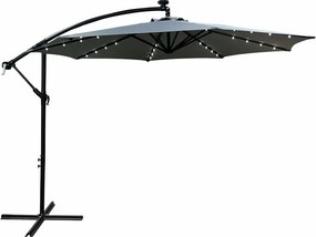 Jasnoszary parasol ogrodowy z oświetleniem LED R9-K66
