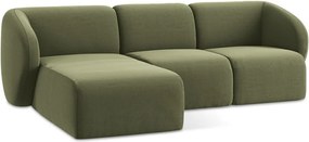 Zielony aksamitny narożnik (lewostronny/z szezlongiem) Lani – Makamii