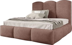 FURNISTAR Łóżko tapicerowane BAILEY z pojemnikiem na pościel| Bubble Bed 140x200|Łóżko dwuosobowe |Stelaż|Wygląd łóżka kontynentalnego|bez materaca-Brudny róż