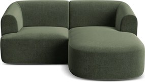 Zielony aksamitny narożnik (prawostronny/z szezlongiem) Campi – Cosmopolitan Design