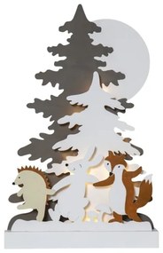 Świąteczna drewniana dekoracja dekoracja LED Star Trading Forest Friends, wys. 44 cm