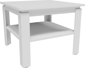 Biały kwadratowy stolik kawowy z półką H4-P29