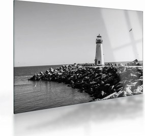 Obraz na szkle - Latarnia morska na wybrzeżu, Santa Cruz, Kalifornia (70x50 cm)