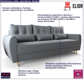 Popielata sofa rozkładana - Castello 3X