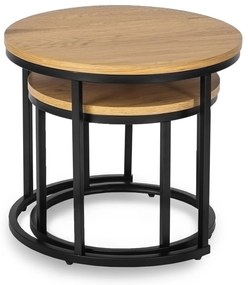 Zestaw Stolików Kawowych DELIA 43 cm/53 cm Dąb Złoty Nowoczesny Loft