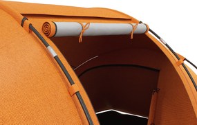 Outsunny Namiot tunelowy dla 4-6 osób, namiot kempingowy z drzwiami, podłogą, wodoodporny 2000 mm, pomarańczowy | Aosom PL