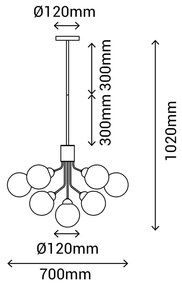 Czarno-biała lampa wisząca SULION Musa, wys. 102 cm